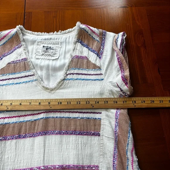 Anthropologie Holding Horses Size XSP Elira  Earth Tone Striped Tunic Dress - Picture 8 of 9